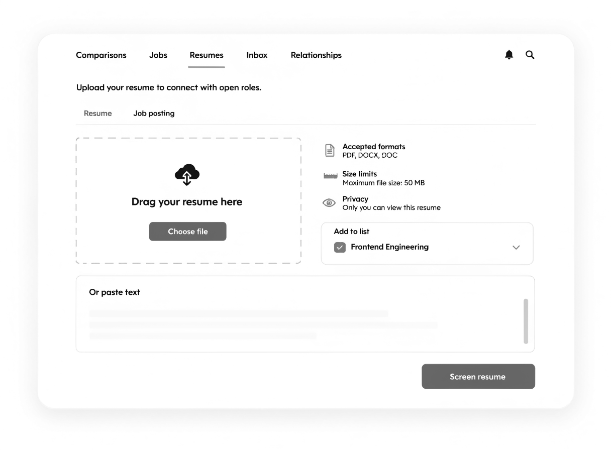 Screenshot of Signr showing a resume upload result with a match score, match reasons, and extracted fields.